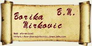 Borika Mirković vizit kartica